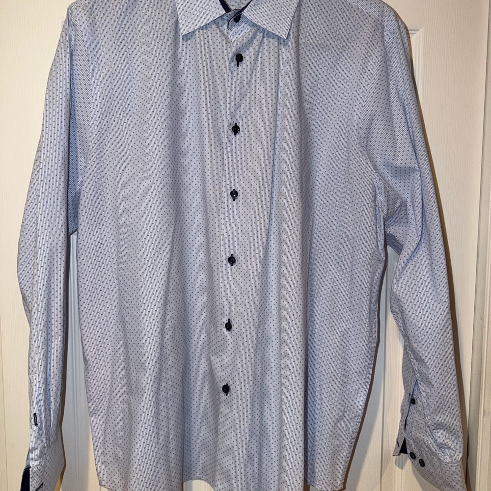 Tasso Elba Light Blue Patterned Dress Shirt